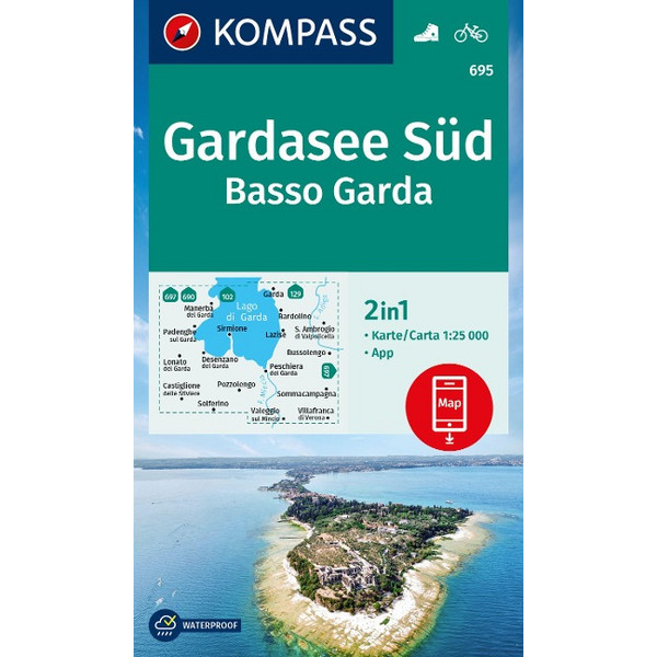 KOMPASS WANDERKARTE 695 GARDASEE SÜD, BASSO GARDA 1:25.000 Ansicht 1
