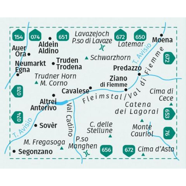 KOMPASS WANDERKARTE 655 FLEIMSTAL / VAL DI FIEMME Ansicht 2