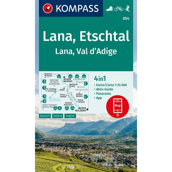 KOMPASS WANDERKARTE 054 LANA, ETSCHTAL Ansicht 1