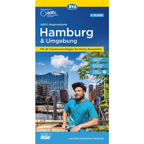 ADFC-REGIONALKARTE HAMBURG UND UMGEBUNG, 1:75.000 - Fahrradkarte
