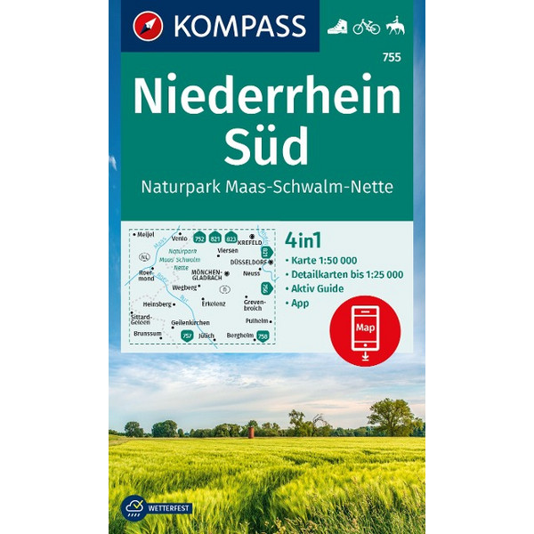 KOMPASS WANDERKARTE 755 NIEDERRHEIN SÜD