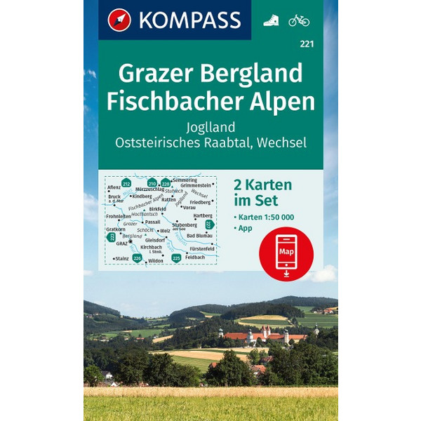 KOMPASS WANDERKARTEN-SET 221 GRAZER BERGLAND Ansicht 1