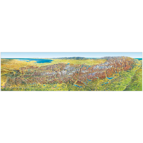 MARCO POLO DAS GROßE ALPEN PANORAMA SOMMER, PLANO IN HÜLSE - Wand Karte Ansicht 1