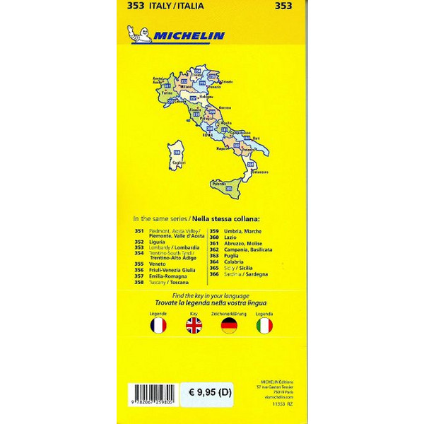 LOMBARDIA - MICHELIN LOCAL MAP 353 - Straßenkarte Ansicht 2