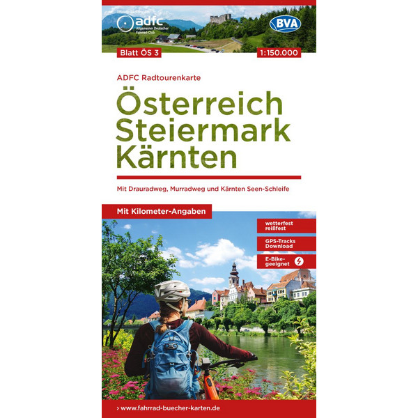 ADFC-RADTOURENKARTE ÖS3 ÖSTERREICH STEIERMARK KÄRNTEN - Fahrradkarte Ansicht 1
