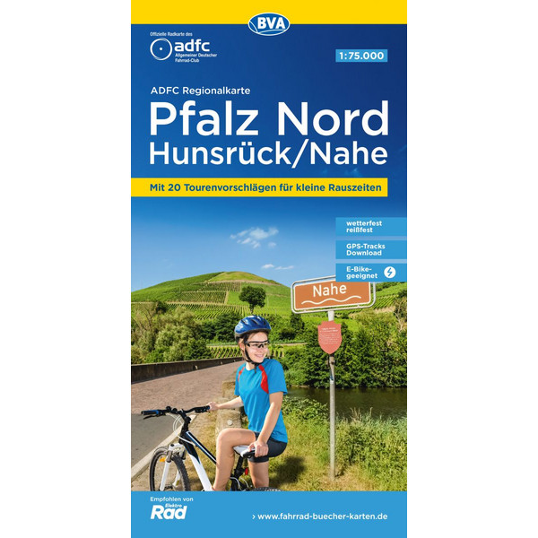 ADFC-REGIONALKARTE PFALZ NORD/ HUNSRÜCK/ NAHE, 1:75.000 - Fahrradkarte