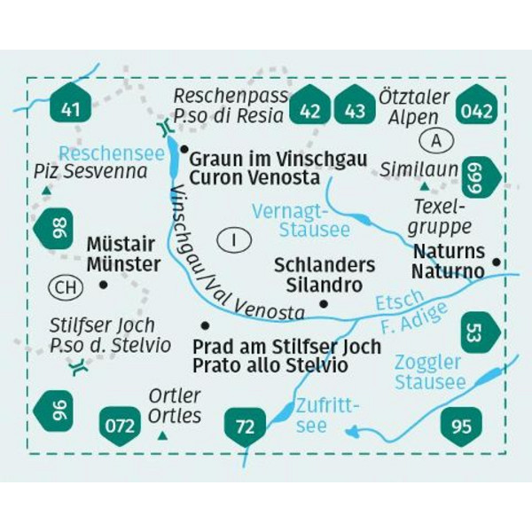 KOMPASS WANDERKARTE 52 VINSCHGAU / VAL VENOSTA 1:50.000 Ansicht 2