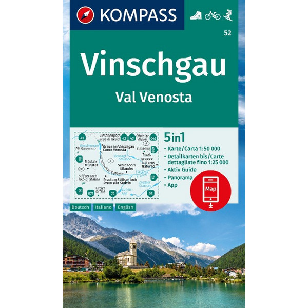 KOMPASS WANDERKARTE 52 VINSCHGAU / VAL VENOSTA 1:50.000 Ansicht 1