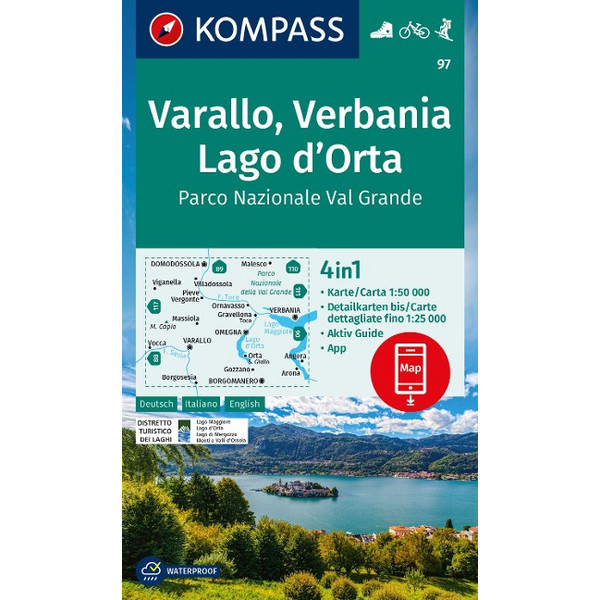 KOMPASS WANDERKARTE 97 VARALLO, VERBANIA, LAGO D'ORTA Ansicht 1