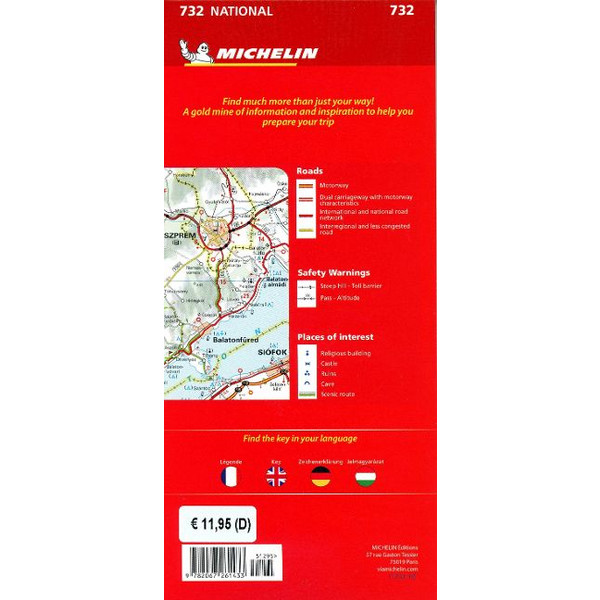 HUNGARY - MICHELIN NATIONAL MAP 732 - Straßenkarte Ansicht 2