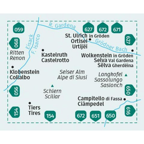 KOMPASS WANDERKARTE 076 GRÖDEN, SEISER ALM Ansicht 2