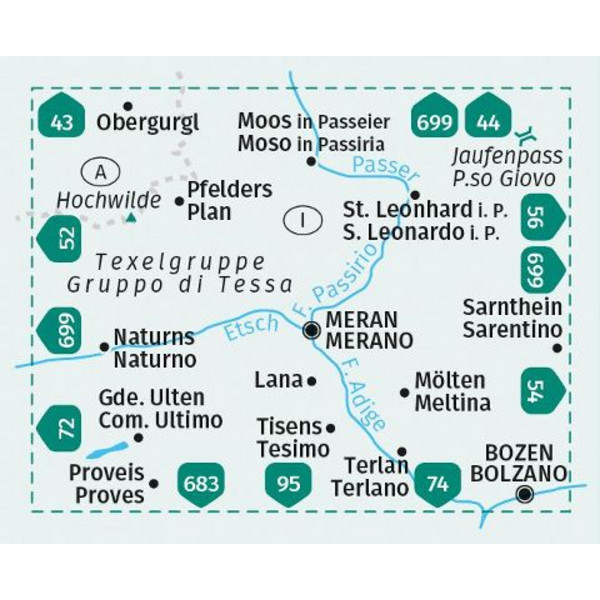 KOMPASS WANDERKARTE 53 MERAN UND UMGEBUNG Ansicht 2