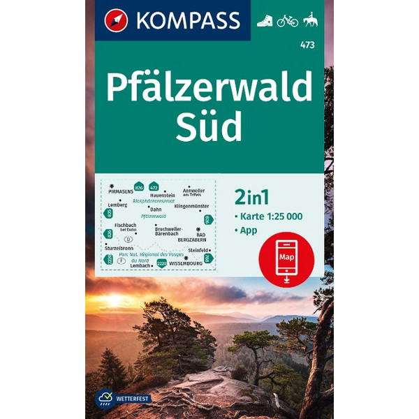 KOMPASS WANDERKARTE 473 PFÄLZERWALD SÜD 1:25.000 Ansicht 1