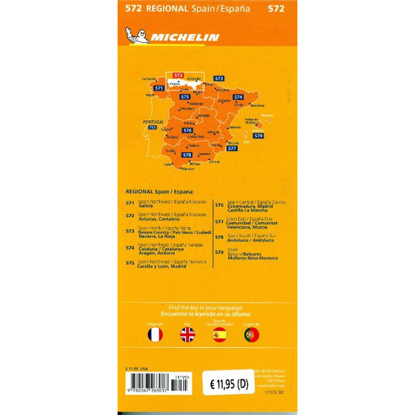 MICHELIN MAP SPAIN: NORTHWEST, ASTURIAS, CANTABRIA MAP 572 - Straßenkarte Ansicht 2