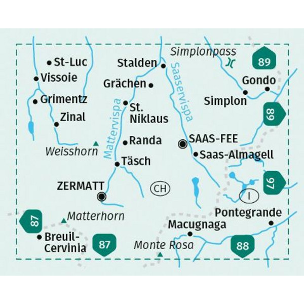 KOMPASS WANDERKARTE 117 ZERMATT, SAAS-FEE 1:40.000 Ansicht 2