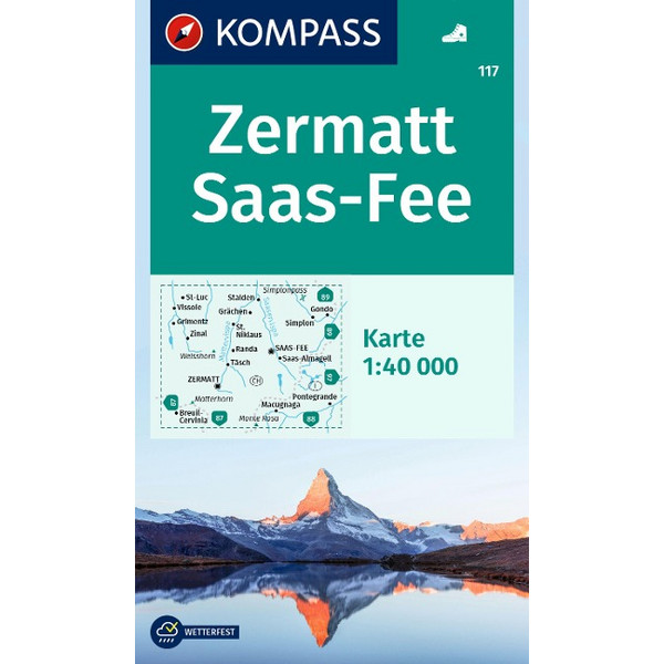 KOMPASS WANDERKARTE 117 ZERMATT, SAAS-FEE 1:40.000