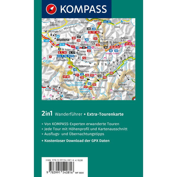 KOMPASS WANDERFÜHRER MONTAFON, ARLBERG, SILVRETTA, 60 TOUREN Ansicht 2