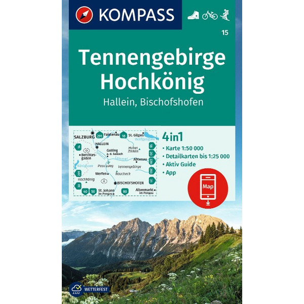 KOMPASS WANDERKARTE 15 TENNENGEBIRGE, HOCHKÖNIG