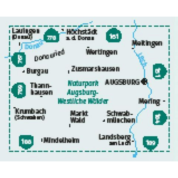 KOMPASS WANDERKARTE 162 AUGSBURG, WESTLICHE WÄLDER 1:50.000 Ansicht 2