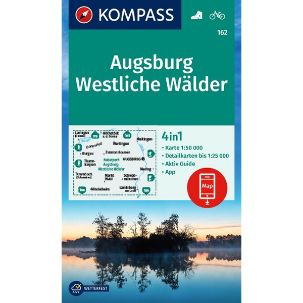 KOMPASS WANDERKARTE 162 AUGSBURG, WESTLICHE WÄLDER 1:50.000 Ansicht 1