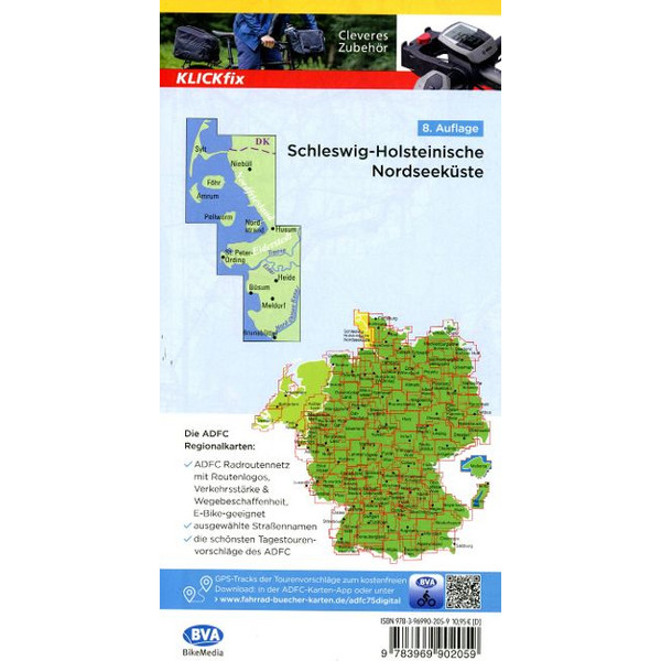 ADFC-REGIONALKARTE SCHLESWIG-HOLSTEINISCHE NORDSEEKÜSTE - Fahrradkarte Ansicht 2