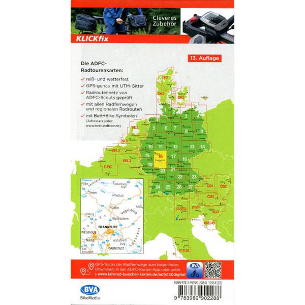 ADFC-RADTOURENKARTE 16 RHEIN/MAIN NORDHESSEN 1:150.000 - Fahrradkarte Ansicht 2