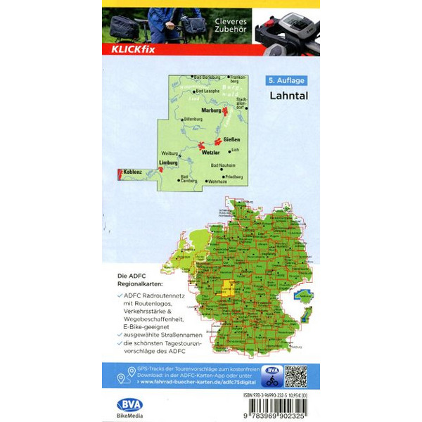 ADFC-REGIONALKARTE LAHNTAL, 1:75.000 - Fahrradkarte Ansicht 2
