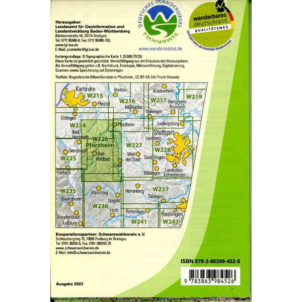 WANDERKARTE 1:25000 PFORZHEIM Ansicht 2