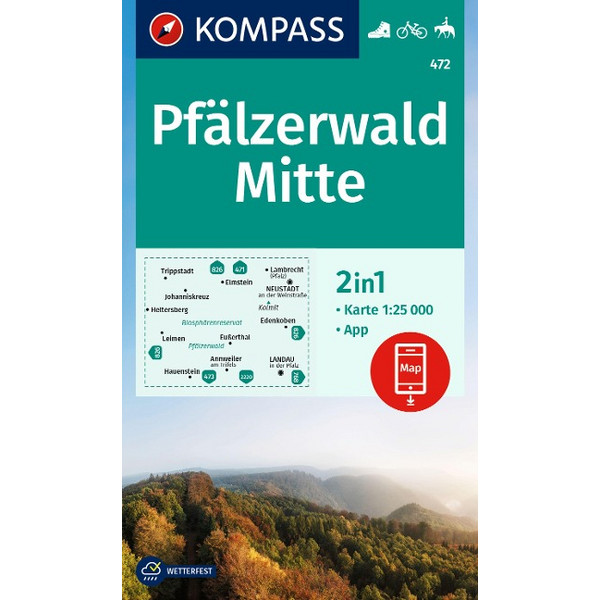 KOMPASS WANDERKARTE 472 PFÄLZERWALD MITTE 1:25.000 Ansicht 1
