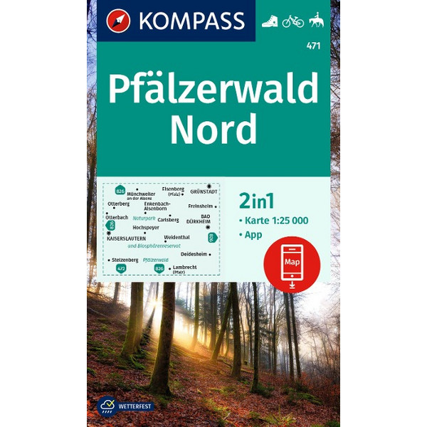 KOMPASS WANDERKARTE 471 PFÄLZERWALD NORD 1:25.000 Ansicht 1