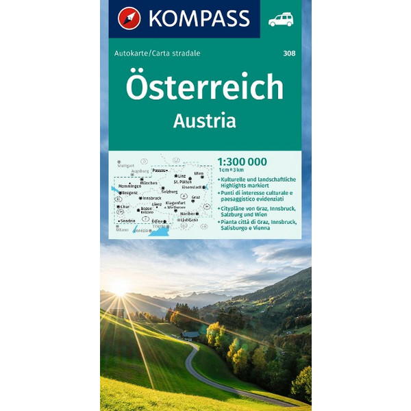 KOMPASS AUTOKARTE ÖSTERREICH 1:300.000 Ansicht 1