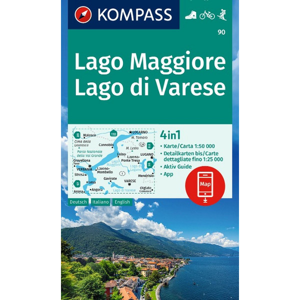 KOMPASS WANDERKARTE 90 LAGO MAGGIORE, LAGO DI VARESE Ansicht 1