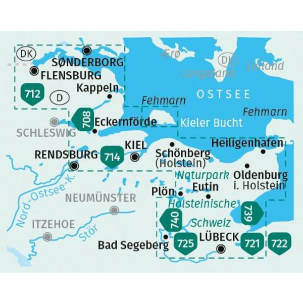 KOMPASS KARTEN-SET 724 OSTSEEKÜSTE VON LÜBECK BIS DÄNEMARK Ansicht 2