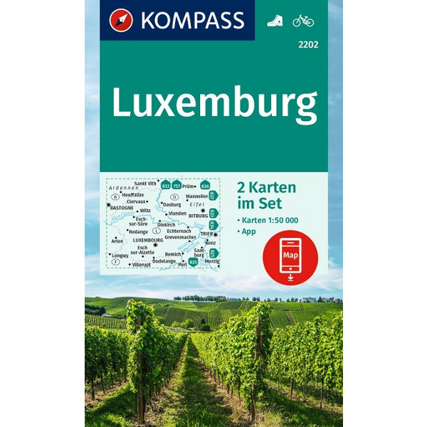 KOMPASS WANDERKARTEN-SET 2202 LUXEMBURG (2 KARTEN) 1:50.000 Ansicht 1