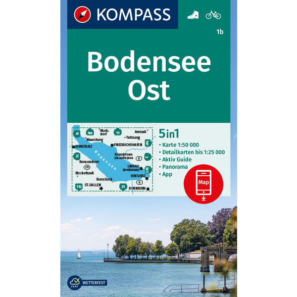 KOMPASS WANDERKARTE 1B BODENSEE OST 1:50.000 Ansicht 1