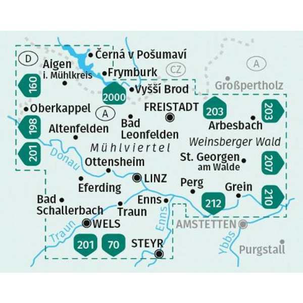 KOMPASS WANDERKARTEN-SET 202 LINZ UND UMGEBUNG, MÜHLVIERTEL Ansicht 2