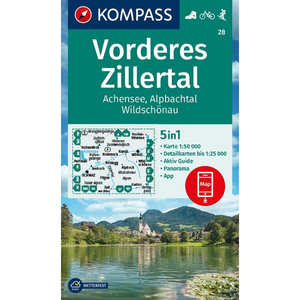 KOMPASS WANDERKARTE 28 VORDERES ZILLERTAL 1:50.000