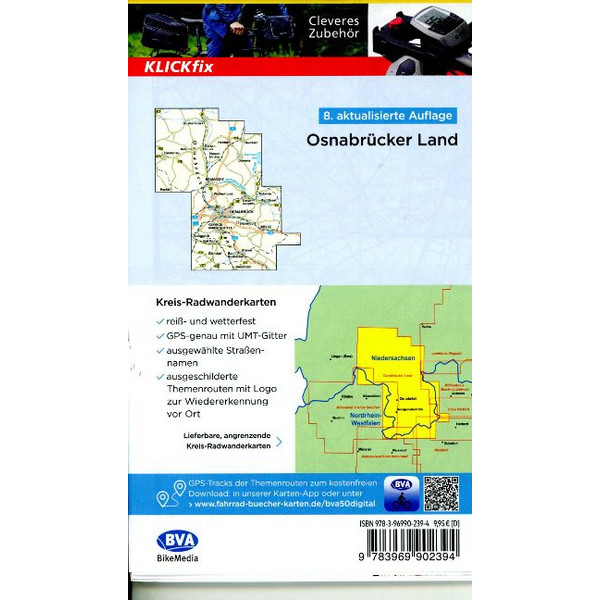 RADWANDERKARTE BVA RADWANDERN IM OSNABRÜCKER LAND 1:60.000 - Fahrradkarte Ansicht 2