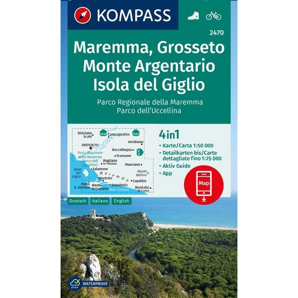 KOMPASS WANDERKARTE 2470 MAREMMA, GROSSETO, MONTE ARGENTARIO