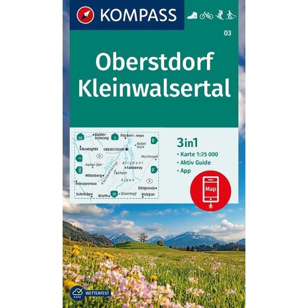 KOMPASS WANDERKARTE 03 OBERSTDORF, KLEINWALSERTAL 1:25.000 Ansicht 1