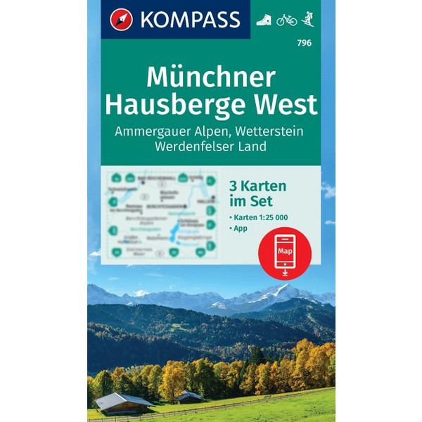 KOMPASS WANDERKARTEN-SET 796 MÜNCHNER HAUSBERGE WEST Ansicht 1