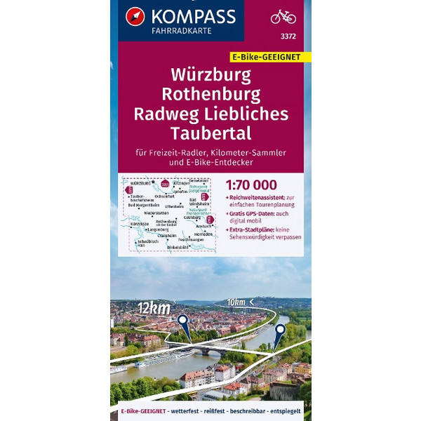 KOMPASS FAHRRADKARTE 3372 WÜRZBURG, ROTHENBURG Ansicht 1