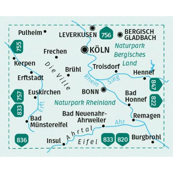 KOMPASS WANDERKARTE 758 KÖLN, BRÜHL, BONN, AHRTAL 1:50.000 Ansicht 2