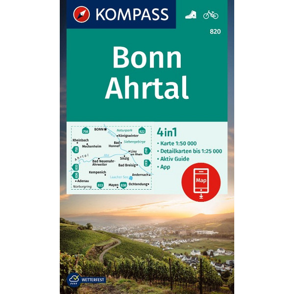 KOMPASS WANDERKARTE 820 BONN, AHRTAL 1:50.000 Ansicht 1