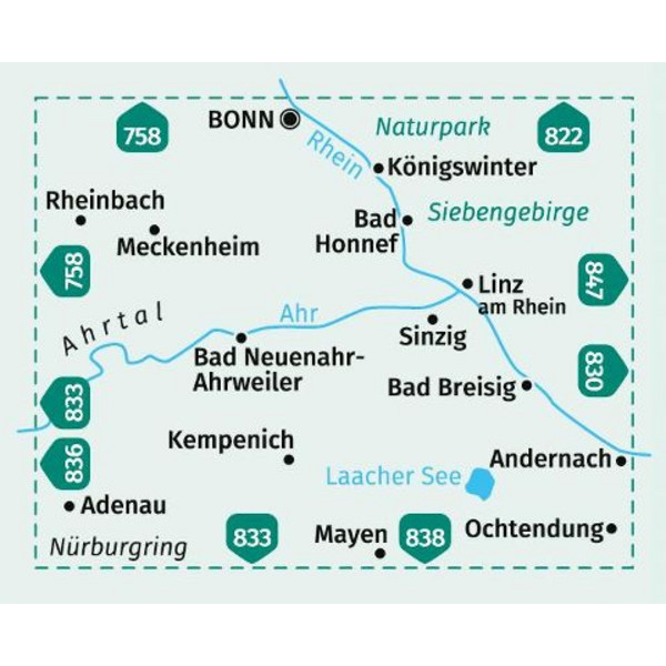 KOMPASS WANDERKARTE 820 BONN, AHRTAL 1:50.000 Ansicht 2