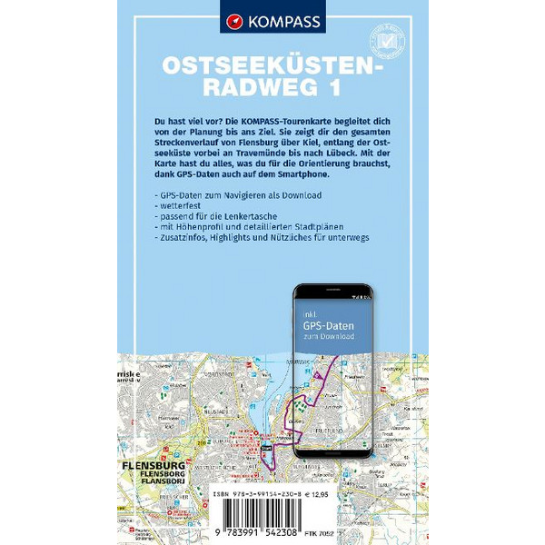 KOMPASS FAHRRAD-TOURENKARTE OSTSEEKÜSTENRADWEG 1 Ansicht 2