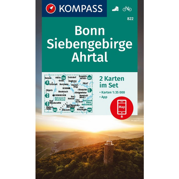 KOMPASS WANDERKARTEN-SET 822 BONN, SIEBENGEBIRGE, AHRTAL