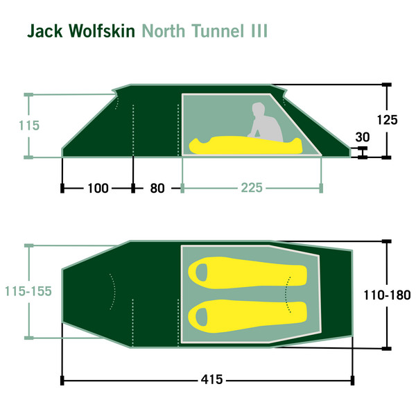 Jack Wolfskin NORTH TUNNEL III - Tunnelzelt Ansicht 2