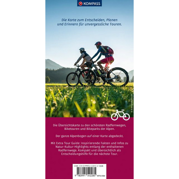 KOMPASS RADFERNWEGEKARTE RADFERNWEGE & BIKETOUREN ALPEN Ansicht 2