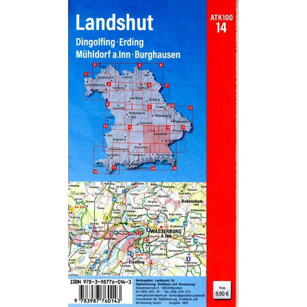 ATK100-14 LANDSHUT (AMTLICHE TOPOGRAPHISCHE KARTE 1:100000) - Wanderkarte Ansicht 2